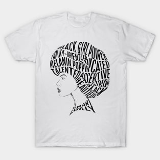 Afro Hair Word Art Design T-Shirt